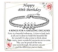 KORAS Regalo per 30°, 40°, 50°, 60°, 70°, 80° compleanno, per donne, 30-80 anni, 30°, 40°, 50°, 60°, 70°, 80° compleanno, per mamma, figlia, nonna, amica, 18cm + 5cm or 7.1' + 2' extension, Acciaio