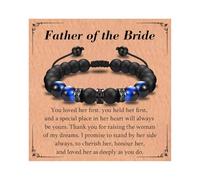 KORAS Regalo per il padre della sposa, braccialetto con perline blu da uomo, regalo per suocero, regalo per papà da figlia il giorno del matrimonio, Pietra