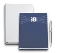 KORAT Agenda 2026 Giornaliera Copertina Rigida Matra Blu - Carcassonne, Astuccio e Penna Inclusa, con Rubrica Telefonica, Cartina Geografica, Sabato e Domenica Separati, daily planner