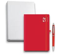 KORAT Agenda Giornaliera 2026, 12 Mesi 11x17 cm con Elastico - Uganda, Calendario, Penna Inclusa e Astuccio, daily planner, Flessibile, Tascabile, Copertina Matra (Rosso)