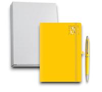KORAT Agenda Giornaliera 2026, 12 Mesi 11x17 cm con Elastico - Uganda, Calendario, Penna Inclusa e Astuccio, daily planner, Flessibile, Tascabile, Copertina Matra (Giallo)