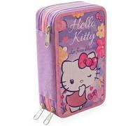 KORAT Astuccio Scuola 3 Zip Completo 44 Pezzi per Bambine Triplo Scomparto Organizzato con Cancelleria per Scrittura e Disegno, Compatto per Zaino, Resistente, Lavabile, Accessori Inclusi