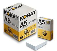 KORAT - Carta A5 80 Gr per Ricette Mediche Risme da 500 Fogli Brillante Punto di Bianco Farmacie Uffici Fotocopie Studi Medici Multiuso Qualità Professionale (2 Risme - 1000 Fogli, A5-148x210 mm)