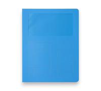 KORAT - Cartelle con Finestra a 3 Lembi 120 g - Confezione 50 Pezzi - Formato A4, Finestra PVC - Cartelline Resistenti Multicolore Made in Italy - 8 Colori per Archivio e Ufficio (Azzurro)