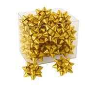 KORAT Coccarde Decorative Regalo in Box - Set da 25 o 50 Pezzi - Dimensioni 8x8 cm e 5x5 cm - Disponibili in Rosso e Oro - Ideali per pacchi Regalo, Natale e Decorazioni (Oro, 8x8 Cm - Box 25 Pezzi)