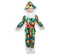 KORAT - Costume Arlecchino Baby - Travestimento Tradizionale con Cappello, Casacca, Cintura e Pantalone - Ideale per Carnevale e Feste - Taglie Baby da 3 a 5 Anni Pegasus (3/4 Anni)