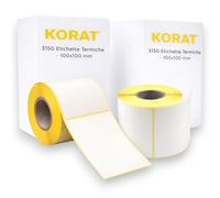 KORAT Etichette Termiche 100x100 mm, 450 per Rotolo, Adesive per Stampante Termica, Compatibili Zebra Dymo Brother, Ideali per Spedizioni, Logistica, Barcode, Senza Inchiostro (3150, 7 Rotoli)