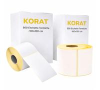 KORAT Etichette Termiche 100x150 mm, 500 per Rotolo, Adesive per Stampante Termica, Compatibili Zebra Dymo Brother, Ideali per Spedizioni, Logistica, Barcode, Senza Inchiostro (500, 1 Rotolo)