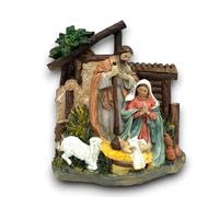 KORAT Natività con Capanna 17 cm Presepe Artigianale in Resina con Statua di Gesù Bambino, Maria, Giuseppe, Decorazione Natalizia Elegante e Dettagliata per Casa, Addobbi, Natale, Presepe Completo