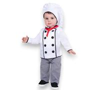 KORAT Pegasus Costume da Cuoco Prima Infanzia Bambino - Set Giacca, Pantalone e Cappello Chef - Design Italiano - Travestimento Carnevale, Feste a Tema - 10/12 a 25/36 Mesi (19/24 Mesi - 68 Cm)