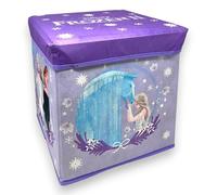 KORAT - Pouf Contenitore Pieghevole per Bambini 30x30x30 cm con Coperchio - Cubo Porta Giochi in Tessuto, Scatola Portaoggetti Salvaspazio per Cameretta, Seduta Decorativa (Frozen)
