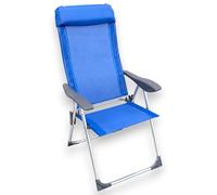 KORAT - Sedia Mare Pieghevole in Textilene con Poggiatesta, Struttura in Alluminio e Braccioli Ergonomici, per Spiaggia Campeggio Giardino, 58x38x110 cm - Spiaggina - Blu