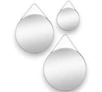 KORAT Set 3 Specchi Rotondi da Parete, Diametro 20 cm + 30 cm + 35 cm, Cornice in Metallo e Vetro, Specchi Decorativi Moderni per Bagno, Camera e Ingresso