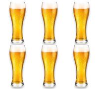 KORAT - Set 6 Bicchieri Birra in Vetro - Disponibili in 2 Varianti Belga 500 ML e Pilsner 680 ML - Calici Resistenti Lavabili in Lavastoviglie per Pub, Casa, Birreria (Pilsner - 680 ML - Ø 8,5x22 Cm)