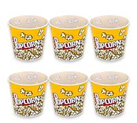 KORAT - Set 6 Secchielli Pop Corn 5 Litri in Plastica Riutilizzabile - Bicchieri Popcorn Grande 20x20x20 cm per Cinema in Casa, Feste, Compleanni, Eventi, Snack e Dolci