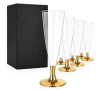 KORAT Set 60 Bicchieri Flute in Plastica Resistente 120 ml, Calici Champagne con Base Colorata, Bicchieri da Prosecco, Spumante e Aperitivi, Ideali per Feste, Matrimoni, Eventi e Buffet (Oro)