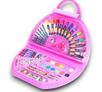 KORAT Set Valigetta Creativa 52 Pezzi Kit Artistico per Bambina con Pennarelli, Pastelli, Acquerelli, Matite Colorate, Forbici e Accessori Valigetta Rosa Kit Scuola (Per Principesse)