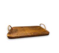 KORAT Tagliere in Legno Massello 40x20 cm con Manici in Corda Vassoio Rustico per Servire Salumi, Formaggi e Antipasti Design Elegante e Robusto per Cucina, Aperitivi e Tavola, Ristorante, Bar, Estate