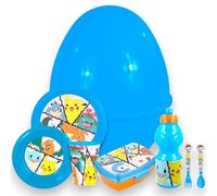 KORAT - Uovo Sorpresa Pasqua Bambini Idea Regalo con Set Pappa 7 Pezzi in Melamina - Piatti, Bicchiere, Borraccia, Porta Merenda e Posate - Uovo Grande 30x30x40 cm Pasqualone (Pokémon)