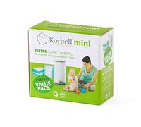 Korbell - Cestino di ricarica - MINI - Biodegradabile - Controllo degli odori - Capacità di 130 strati 9L - 130 strati