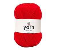 KORBOND Double-Knit Yarn-Red - 100g of Acrylic Wool - Knitting or Crochet - Hypoallergenic & Vegan Filato, Acrilico, Rosso, 1 Ball, 290 unità