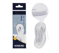 KORBOND Elastico Piatto per Cucito, 6 mm x 3 m, in Misto Poliestere di Lunga Durata, per Riparare Vestiti, girovita o Polsini, per Sartoria, creazioni Artigianali, upcycling, Colore: Bianco