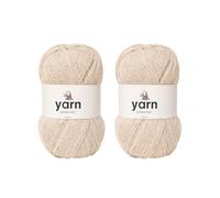 Korbond Yarn - Beige - 2 x 100g Acrylic Wool - Lightweight, Hypoallergenic & Durable Double Knit Crochet Yarn Knitting Wool