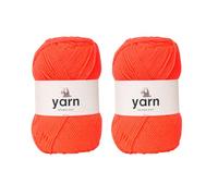 Korbond Yarn - Bright Coral - 2 x 100g Acrylic Wool - Lightweight, Hypoallergenic & Durable Double Knit Crochet Yarn Knitting Wool