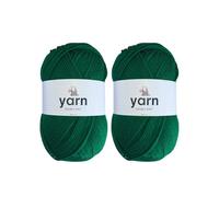 Korbond Yarn Emerald Green - 2 x 100g Acrylic Wool - Lightweight, Hypoallergenic & Durable Double Knit Crochet Yarn Knitting Wool
