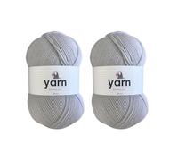 Korbond Yarn - Light Grey - 2 x 100g Acrylic Wool - Lightweight, Hypoallergenic & Durable Double Knit Crochet Yarn Knitting Wool