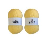 Korbond Yarn - Yellow - 2 x 100g Acrylic Wool - Lightweight, Hypoallergenic & Durable Double Knit Crochet Yarn Knitting Wool