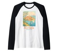 Korcula Croazia Little Dubrovnik Old Town Tourist Souvenir Maglia con Maniche Raglan