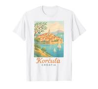Korcula Croazia Little Dubrovnik Old Town Tourist Souvenir Maglietta