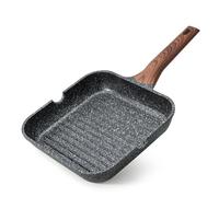Kordisen Bistecchiera Antiaderente 24 cm - Griglia Quadrata con Rivestimento in Granito, Doppio Beccuccio, Adatta a Tutti i Piani Cottura Inclusa Induzione, Senza PFOA
