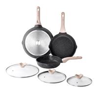 Kordisen Set di Padelle Antiaderenti con Coperchio, Set di Padelle per Induzione da 3 Pezzi, Sane e Atossiche, Senza PFOA (20/24/28cm)