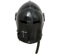 KORE NS Casco Barbuta Croce Cavaliere Templare Crociato Medievale Crociato Romano Nero Armatura Acciaio, nero, Regolare
