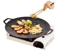 Korean Grill Barbecue Pan - Flat Induction Griddle | Non-Stick Barbecue Plate | Coated Round Uniform Heat Conduction Outdoor Stoves | Kitchen Stove, Electric Cooktop Oudtoor Accessoriess