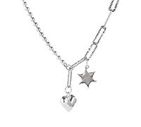Korean Hexagonal Star Necklace Female Heavy Work Old Thai Love Hip-Hop Collarbone Thai, 46+5cm
