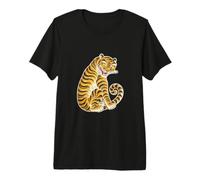 Korean Minhwa Tiger Folk Art Vintage Graphic Maglietta Premium