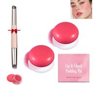 Korean Pudding Pot Blush,Korean Pudding Pot Lip,Korean Pudding Pot Makeup,Blurring Pudding Pot Lip,Blurry Pudding Pot for Lip&Cheek,Blurring Makeup Blush,Long-Lasting Buildable (2*#06)