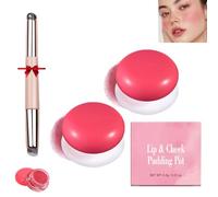 Korean Pudding Pot Blush,Korean Pudding Pot Lip,Korean Pudding Pot Makeup,Blurring Pudding Pot Lip,Blurry Pudding Pot for Lip&Cheek,Blurring Makeup Blush,Long-Lasting Buildable (2*#04)