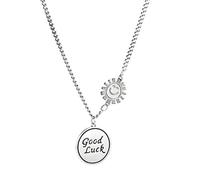 Korean S925 Round Letter Necklace Women's Retro Knot Clavicle Chain Hip-Hop Sweater Chain Thai, 45+5cm