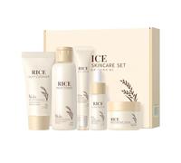 Korean Skincare Set, Rice Skin Care Set & Kits-Rice Cleanser, Toner,Serum, Cream, Eye Cream, Glass Skin Care Present Set for Women, Radiant Glow, Even Tone