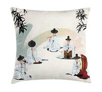 Korean Traditional Musical Instruments Played By Men in Cultural Outfits Performing Arts Fodera per Cuscino Moderne Fodere Cuscini Lavabili Copricuscino per Salotto Divano Casa 45X45Cm