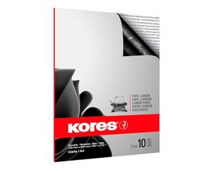 Kores - Carta Carbone Nera per la Scrittura a Macchina, a Prova di Sbavature e Riutilizzabile, Articoli per la Scuola e l'Ufficio, Formato A4, 21 x 29,7 cm, Confezione da 10 Fogli
