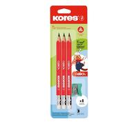 Kores - Coach Jumbo: Matita di Grafite con Mina HB e Gomma per Cancellare, con Forma Ergonomica Triangolare, Confezione da 3 Pezzi
