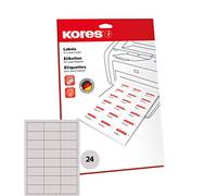 Kores - Confezione di etichette universali, 37 x 70 mm, 25 fogli, colore: bianco