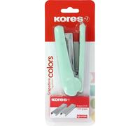 Kores - Cucitrice ufficio modello Colors + 1.000 graffette 24/6, colore menta, dimensioni 12,5 x 5,5 x 3 cm, capacità 20 fogli di carta da 80 g, compatibile con graffette 26/6, materiale scolastico e