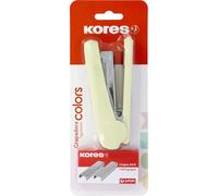 Kores - Cucitrice ufficio modello Colors + 1.000 graffette 24/6, giallo morbido, dimensioni 12,5 x 5,5 x 3 cm, capacità 20 fogli di carta da 80 g, compatibile con graffette 26/6, materiale scolastico