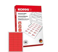 Kores Etichette universali colorate, 70 x 37 mm, 100 fogli, colore: rosso